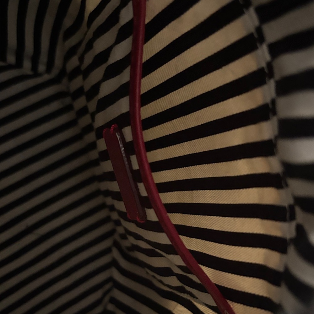 Frances Valentine Cream and Navy Tote with Red Accents - Picture 4 of 5
